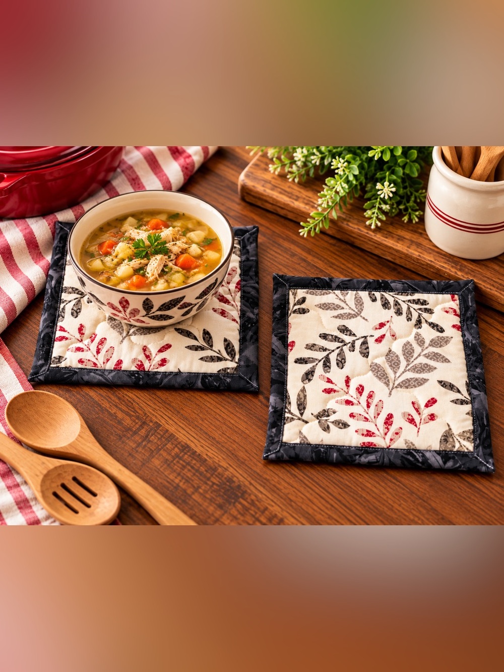 Handmade Quilted Hot Pad Set – 2 Piece